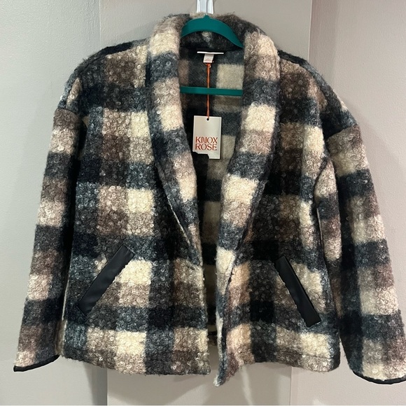 Knox Rose Oversized Fuzzy Shacket Blazer Sweater Size Large - Picture 5 of 9